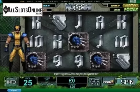 Reel Screen. Wolverine from Playtech