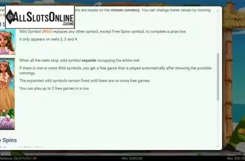 Wild feature screen
