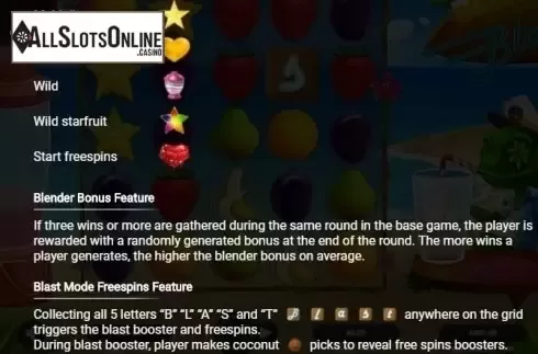 Paytable 3. BLENDER BLAST from Relax Gaming