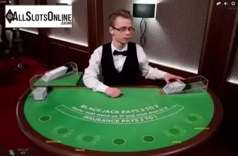 Game Screen. Blackjack J from Evolution Gaming