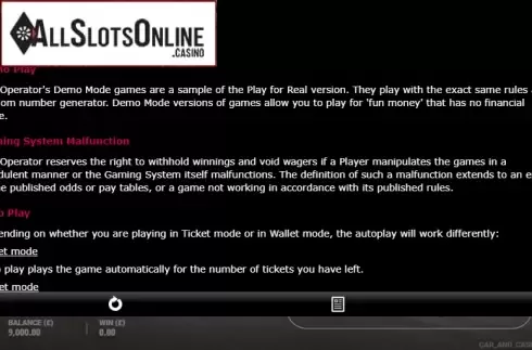 Paytable 3. Car & Cash - Nissan from gamevy