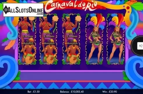 Free Spins screen