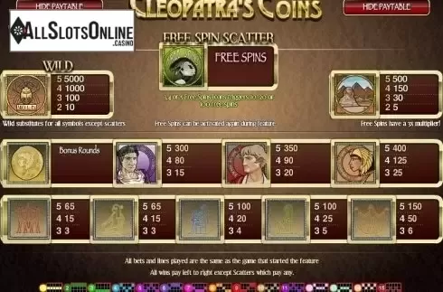Screen2. Cleopatra's Coins from Rival Gaming