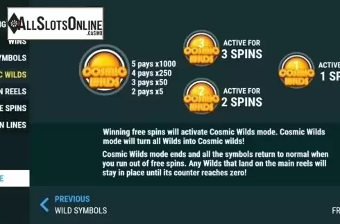 Features 1. Cosmic Wilds from Slot Factory