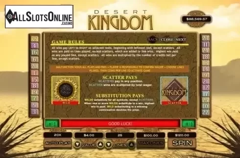 Rules. Desert Kingdom from RTG