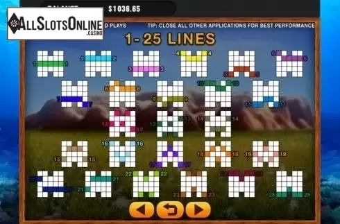Paylines. Down Under (GMW) from GMW