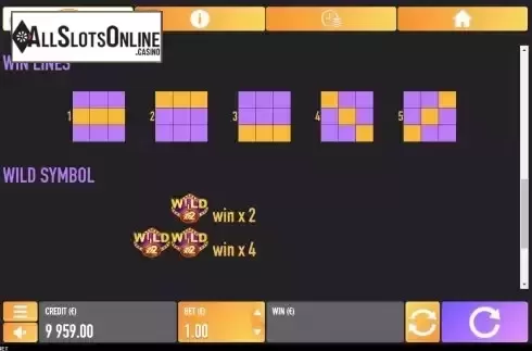 Pay Lines / Wild screen