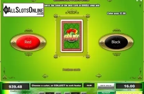 Double Up screen. Fruit from Tom Horn Gaming