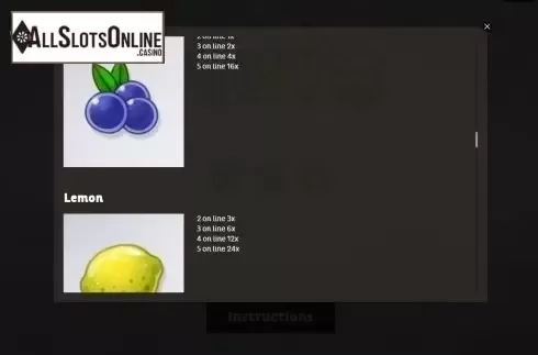 Paytable 6. Fruits (Spigo) from Spigo