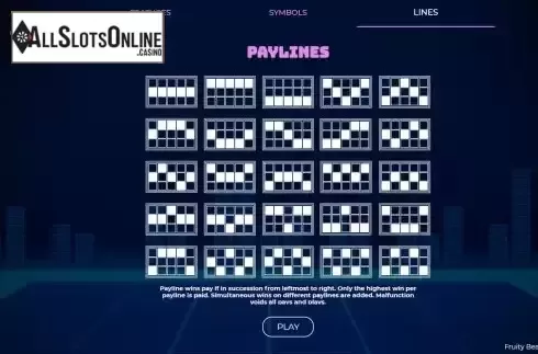 Paylines screen
