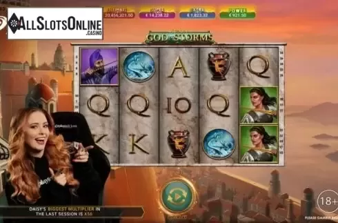 Game Screen. God of Storms Live from Playtech