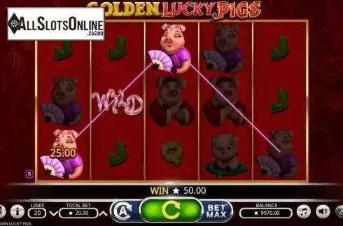 Win Screen. Golden Lucky Pigs from Booming Games