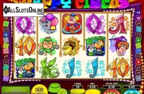 Reel screen. Happy Circus from Pragmatic Play
