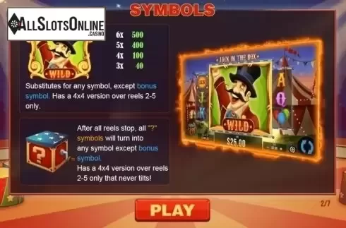 Paytable 2. Jack in the Box (Pariplay) from Pariplay