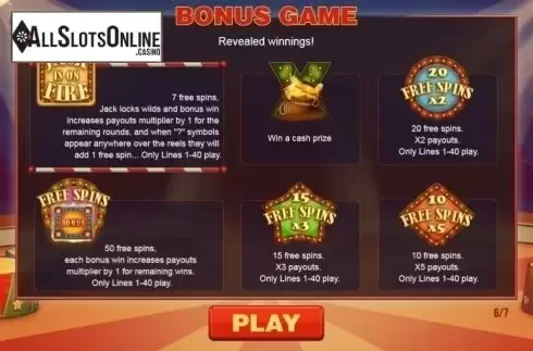 Paytable 6. Jack in the Box (Pariplay) from Pariplay
