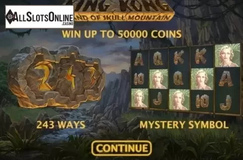 Screen 1. King Kong: Island of Skull Mountain from NYX Gaming Group