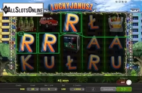 Win Screen . Lucky Janusz from Five Men Games