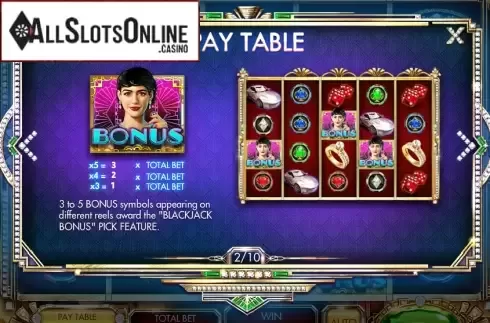 Paytable 2. Montecarlo Glamour from Red Rake