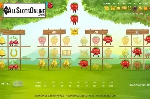 Game Workflow screen. Moody Fruits from Relax Gaming