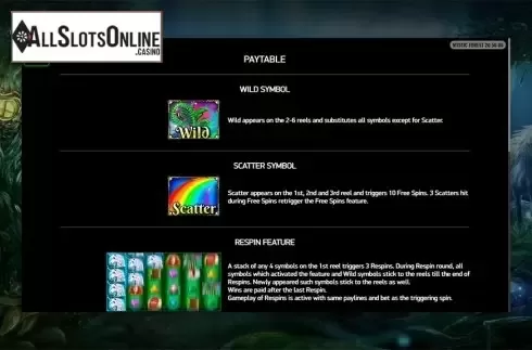 Paytable . Mystic Forest (Playreels) from Playreels
