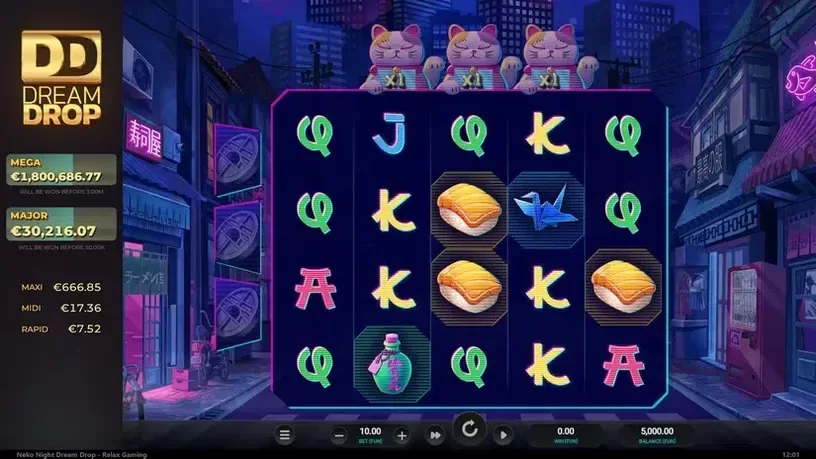 Neko Night Dream Drop slot screenshot 1