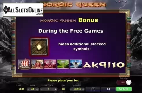 Bonus screen