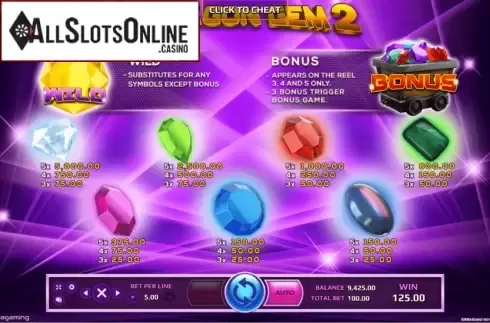 Paytable. Octagon Gem 2 from EAgaming