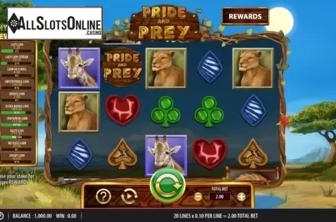 Game Screen. Pride and Prey from Red7