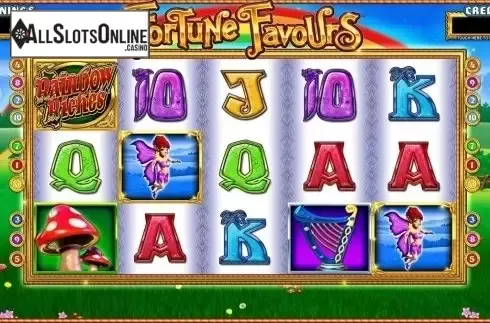 Reels screen. Rainbow Riches Fortune Favours from Barcrest