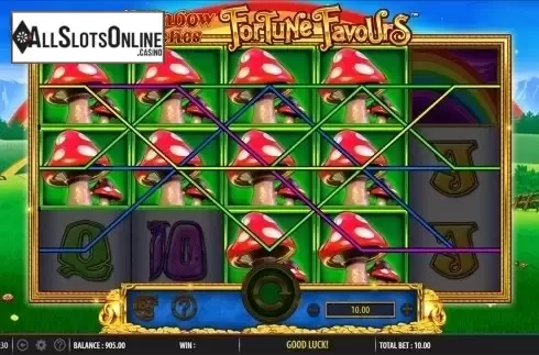 Win screen. Rainbow Riches Fortune Favours from Barcrest