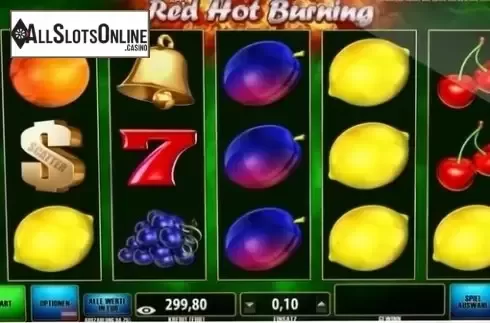 Reel screen. Red Hot Burning from Apex Gaming