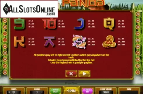 Paytable . Red Panda (XIN Gaming) from XIN Gaming