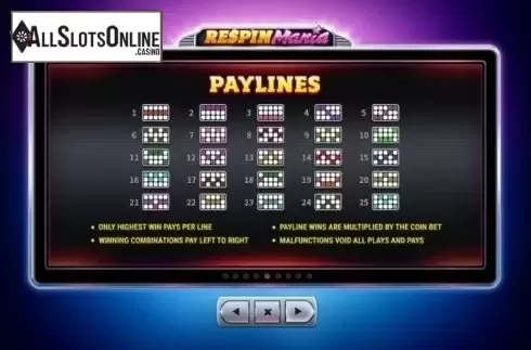 Paytable 5. Respin Mania from Skywind Group