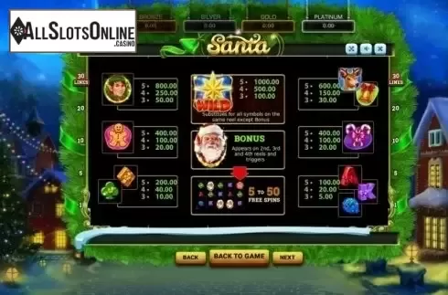 Paytable. Santa (Betsense) from Betsense