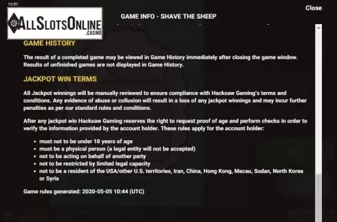 Game Rules 4. Shave the Sheep from Hacksaw Gaming