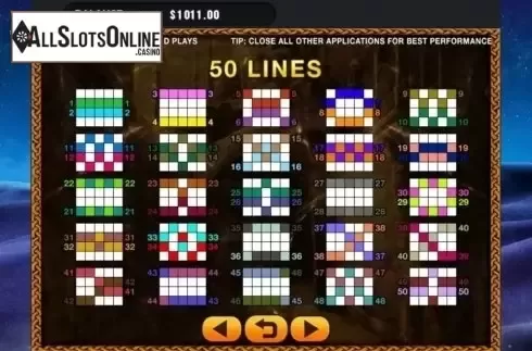 Paylines. Silken Sands from GMW