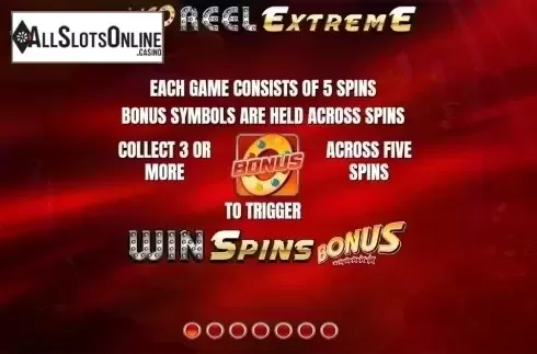 Paytable. Slingo Reel Extreme from Slingo Originals