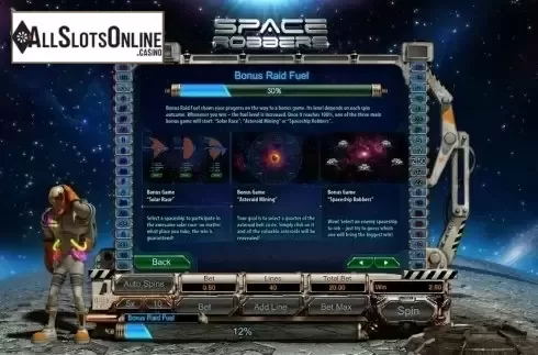 Paytable 2. Space Robbers from GamesOS