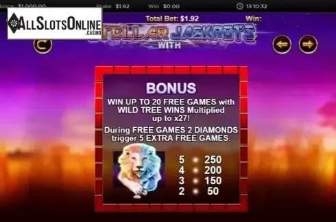 Bonus Symbol. Stellar Jackpots with Silver Lion from Lightning Box