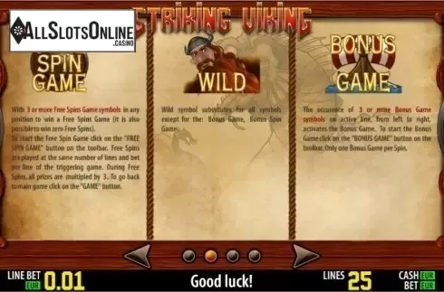 Paytable 2. Striking Viking HD from World Match
