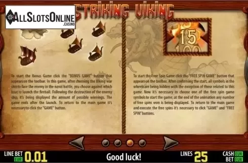 Paytable 3. Striking Viking HD from World Match