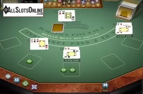 Game Screen. Vegas Downtown Blackjack Gold MH from Microgaming