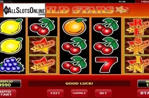 Respin win screen. Wild Stars (Amatic) from Amatic Industries