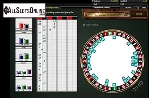 Reel screen. American Roulette (Realistic) from Realistic