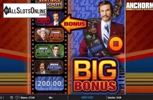 Bonus game screen. Anchorman from Bally