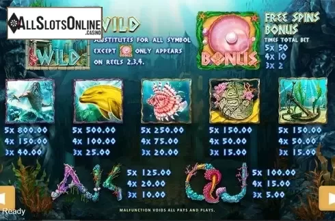 Paytable . Atlantis Legend from PlayStar