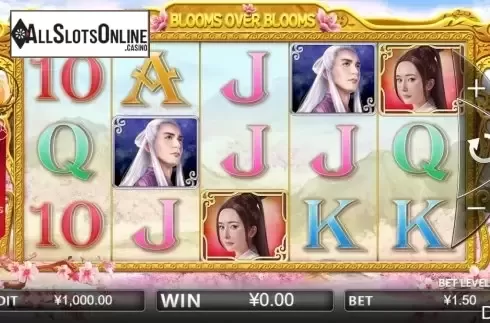 Reel screen. Blooms Over Blooms from Iconic Gaming