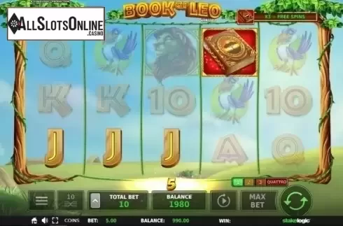 Win Screen. Book of Leo from StakeLogic