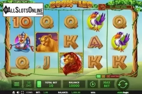 Reel Screen 1. Book of Leo from StakeLogic