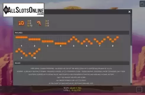 Paylines screen